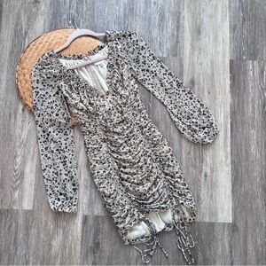 Skylar + Madison ruched black floral long sleeve dress‎